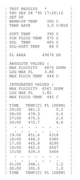 PL 2000 printer output